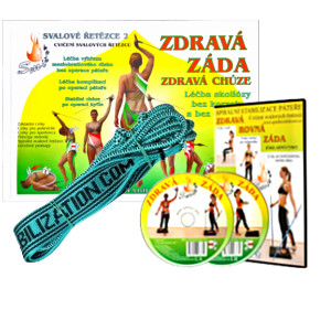 SM Systém cvičební set - Zdravá záda obsahuje: knihu Zdravá záda, elastické lano a DVD